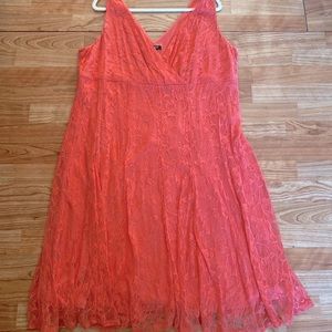 A-Line Salmon Lace Print Dress
